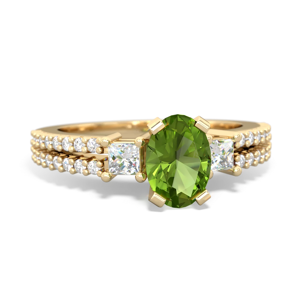 Peridot Classic 7X5mm Oval Engagement 14K Yellow Gold ring R26437VL