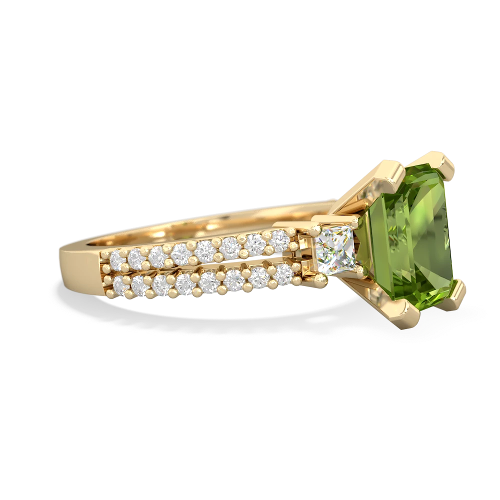 Peridot Classic 8X6mm Emerald-Cut Engagement 14K Yellow Gold ring R26438EM
