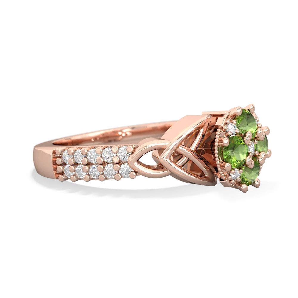 Peridot Celtic Knot Cluster Engagement 14K Rose Gold ring R26443RD