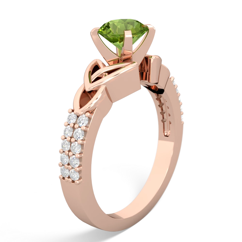 Peridot Celtic Knot 6Mm Round Engagement 14K Rose Gold ring R26446RD