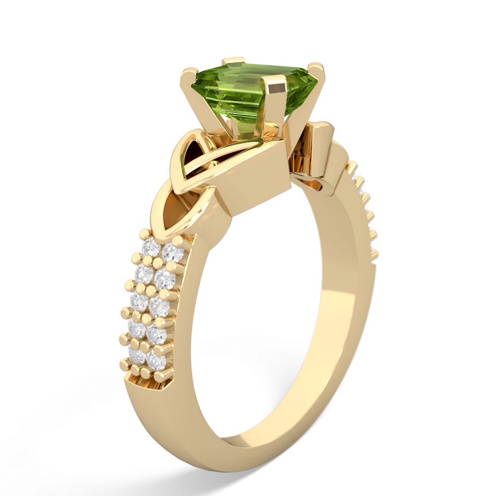 Peridot Celtic Knot 7X5 Emerald-Cut Engagement 14K Yellow Gold ring R26447EM