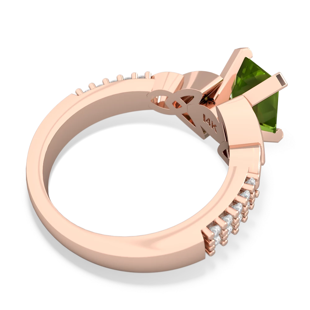Peridot Celtic Knot 8X6 Emerald-Cut Engagement 14K Rose Gold ring R26448EM