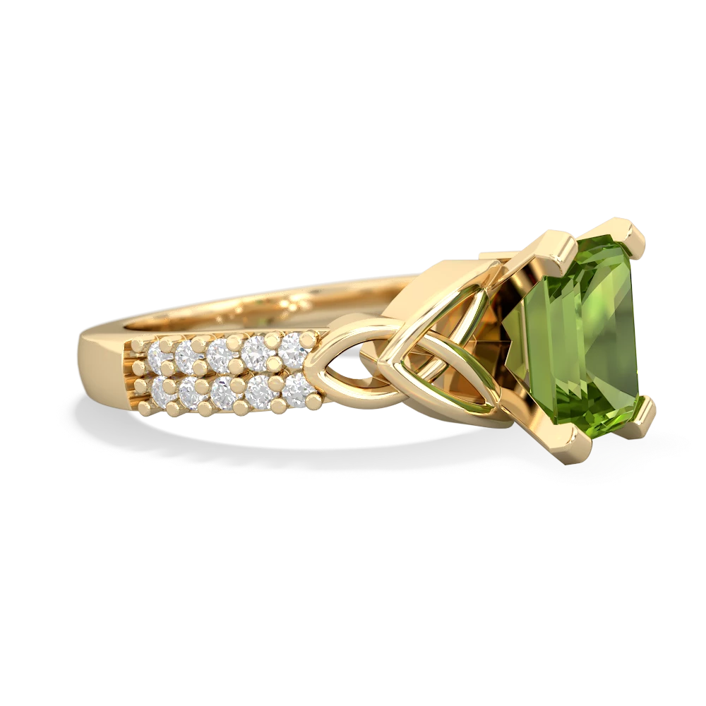 Peridot Celtic Knot 8X6 Emerald-Cut Engagement 14K Yellow Gold ring R26448EM