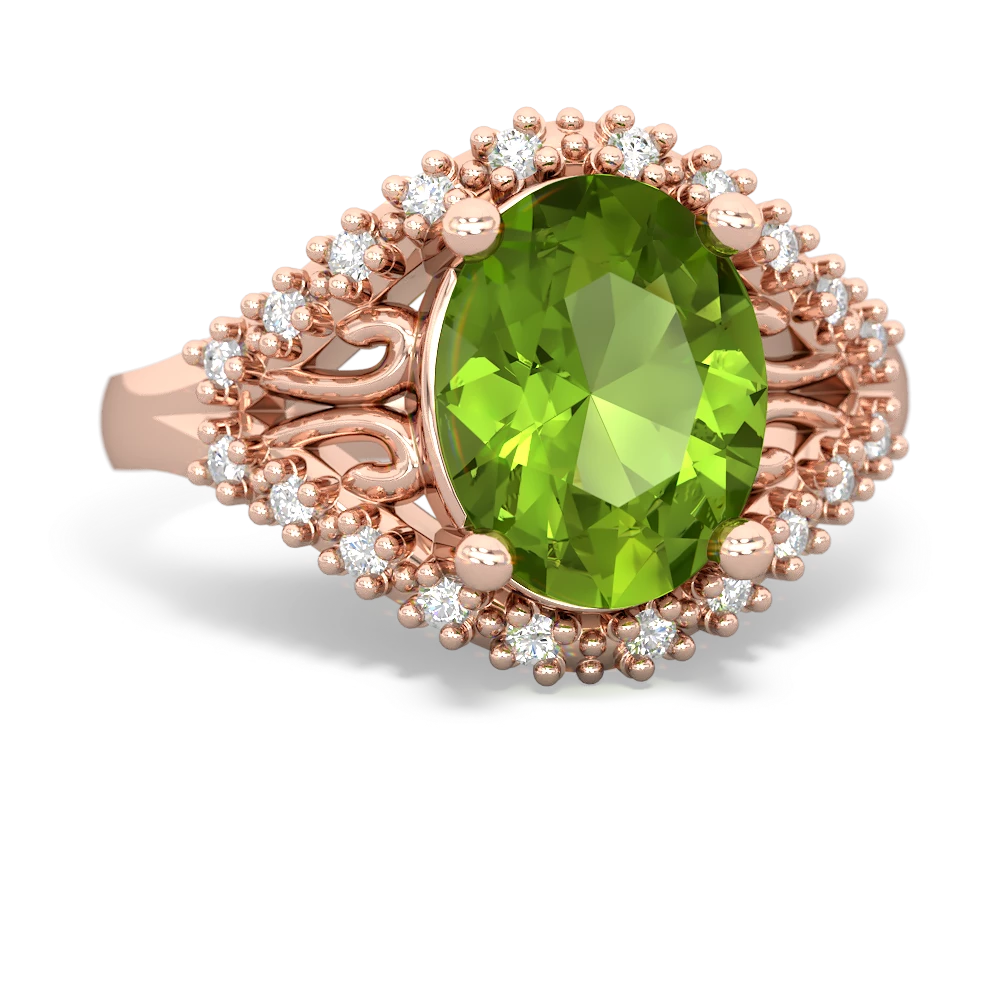 Peridot Antique Style Cocktail 14K Rose Gold ring R2564