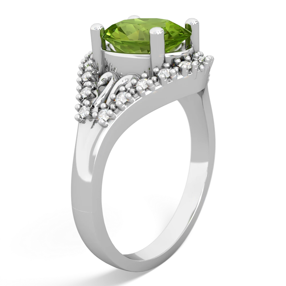 Peridot Antique Style Cocktail 14K White Gold ring R2564