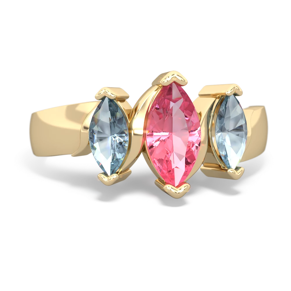 Lab Pink Sapphire Three Peeks 14K Yellow Gold ring R2433