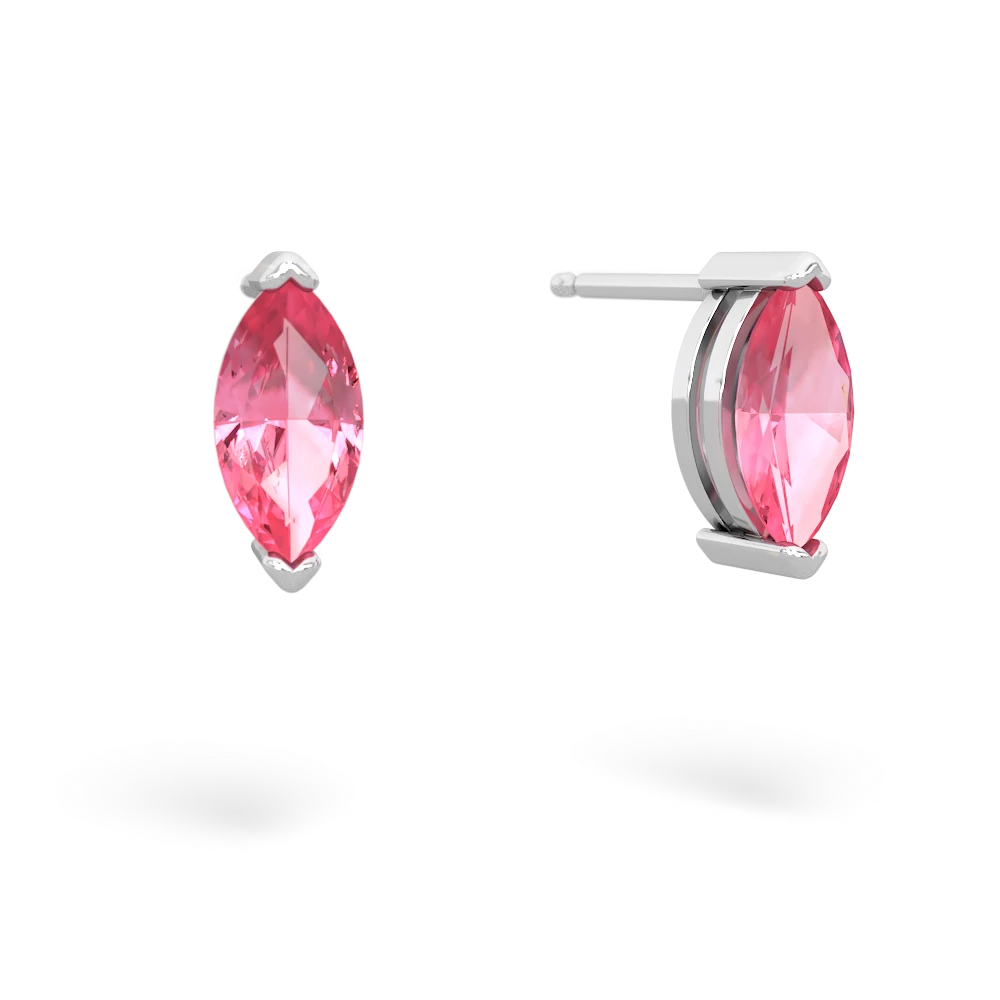 Lab Pink Sapphire 8X4mm Marquise Stud 14K White Gold earrings E1701