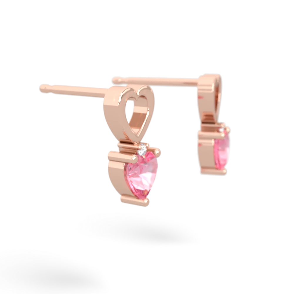 Lab Pink Sapphire Four Hearts 14K Rose Gold earrings E2558