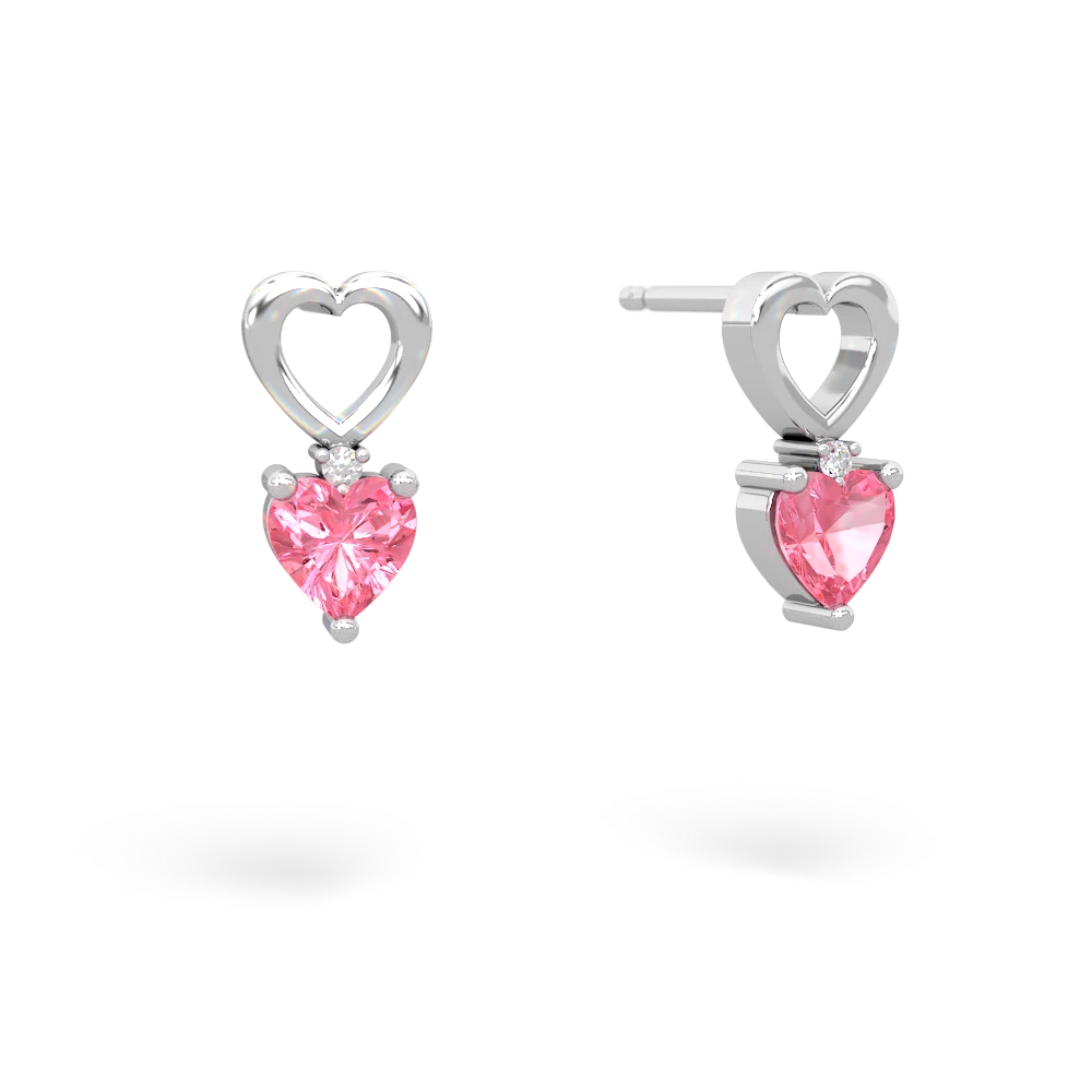 Lab Pink Sapphire Four Hearts 14K White Gold earrings E2558
