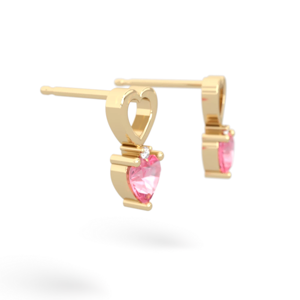 Lab Pink Sapphire Four Hearts 14K Yellow Gold earrings E2558