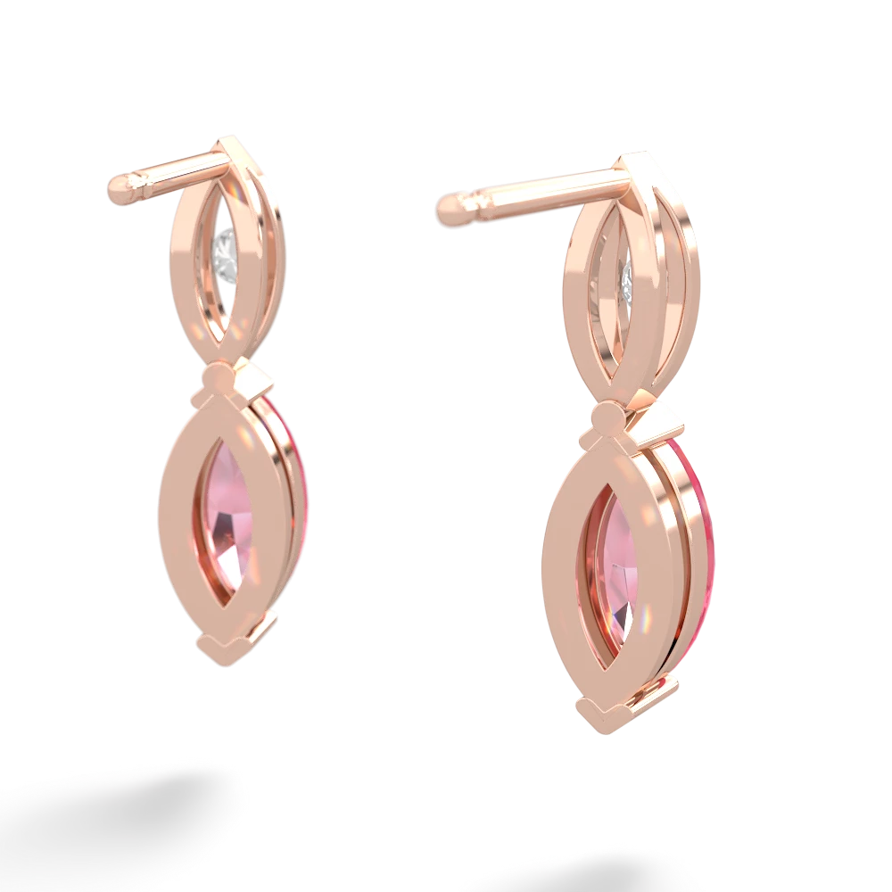Lab Pink Sapphire Marquise Drop 14K Rose Gold earrings E5333