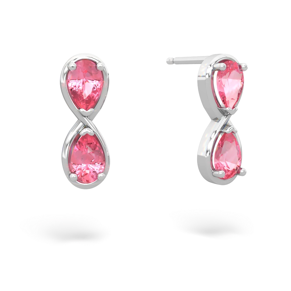Lab Pink Sapphire Infinity 14K White Gold earrings E5050