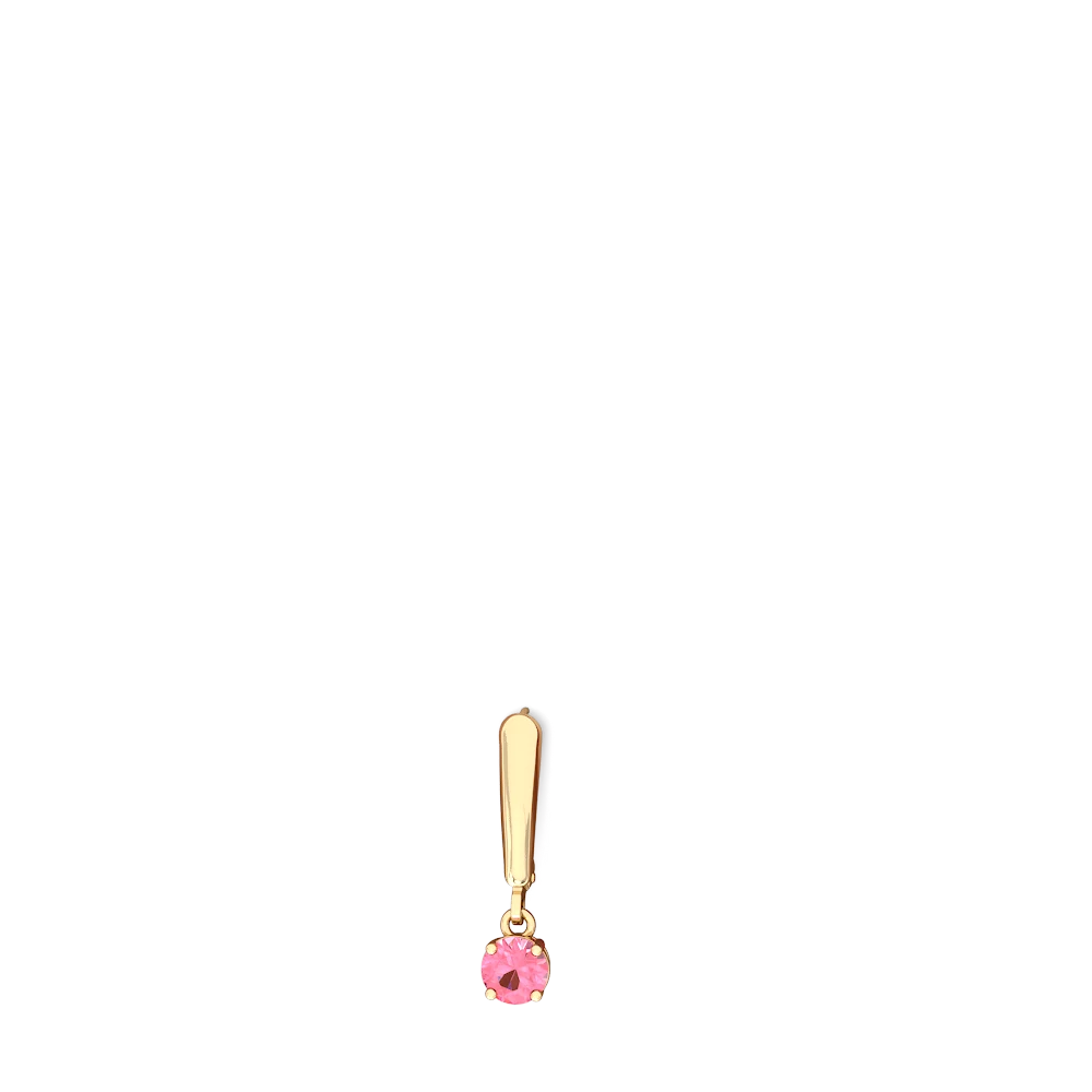 Lab Pink Sapphire 5Mm Round Lever Back 14K Yellow Gold earrings E2785