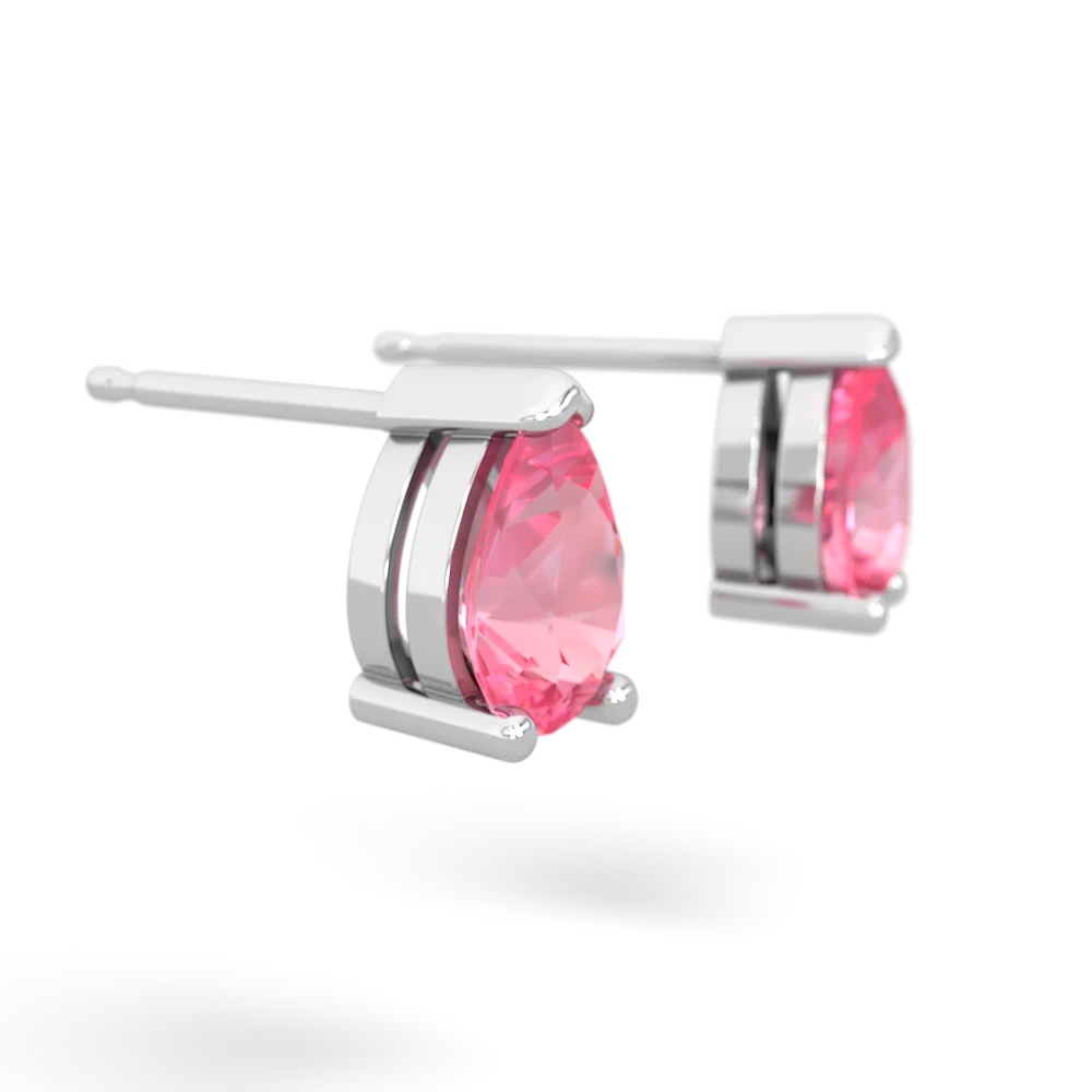 Lab Pink Sapphire Teardrop Stud 14K White Gold earrings E1793