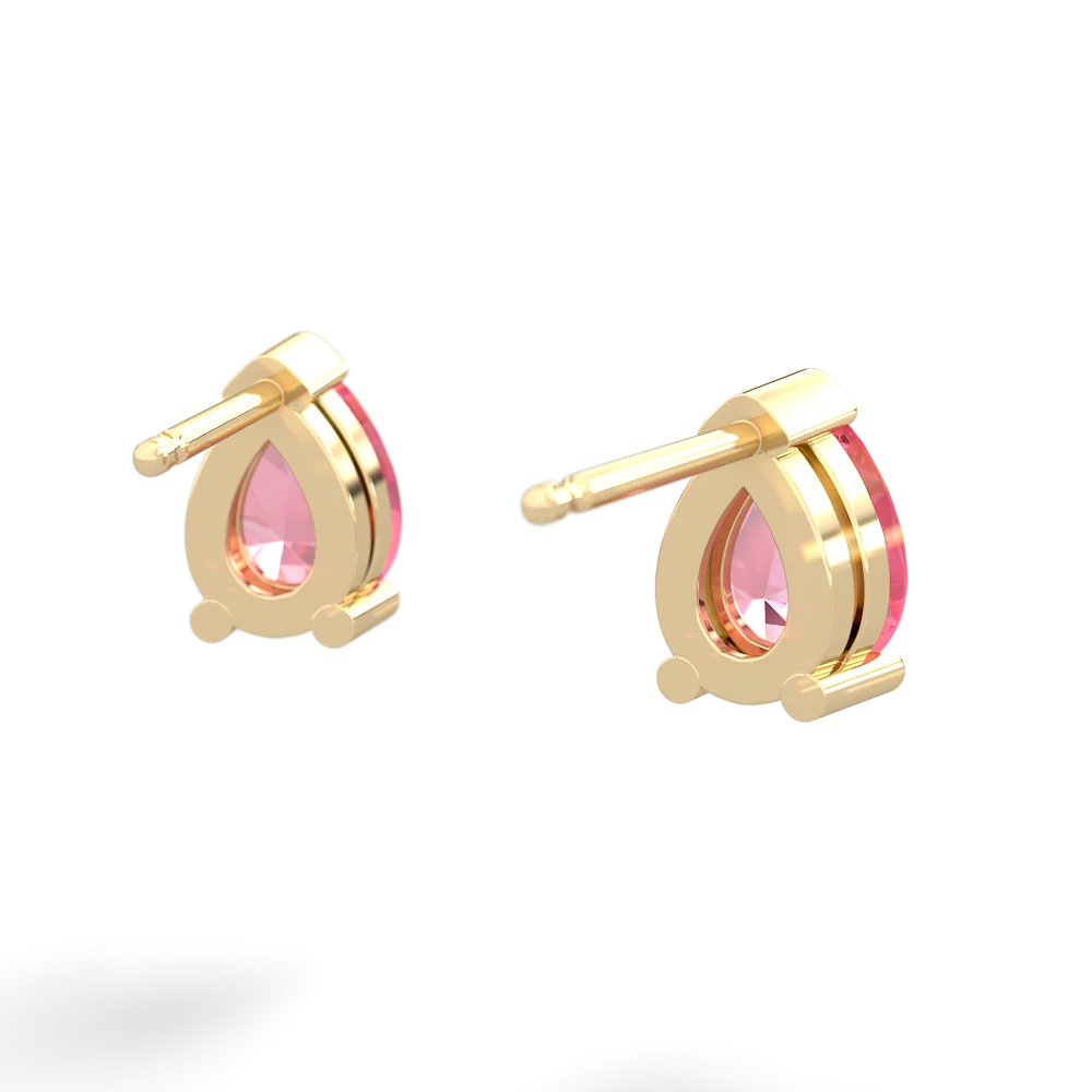 Lab Pink Sapphire Teardrop Stud 14K Yellow Gold earrings E1793