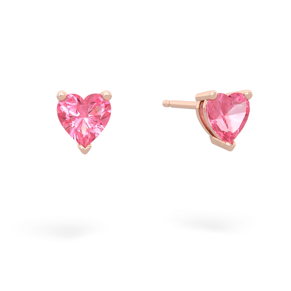 Lab Pink Sapphire 5Mm Heart Stud 14K Rose Gold earrings E1861