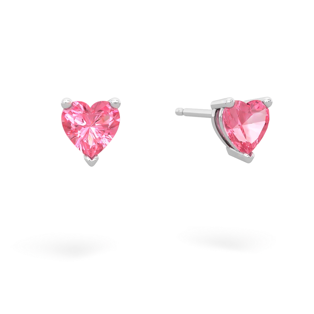 Lab Pink Sapphire 5Mm Heart Stud 14K White Gold earrings E1861