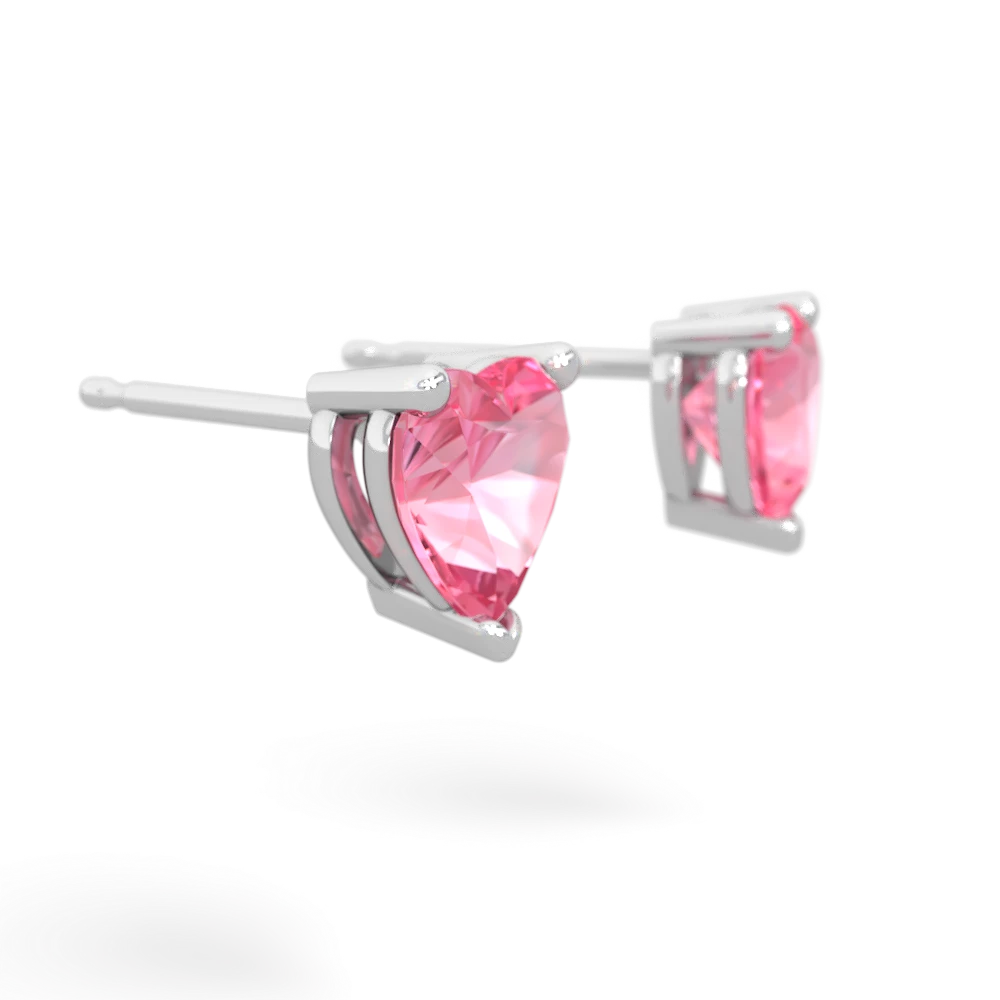 Lab Pink Sapphire 6Mm Heart Stud 14K White Gold earrings E1862