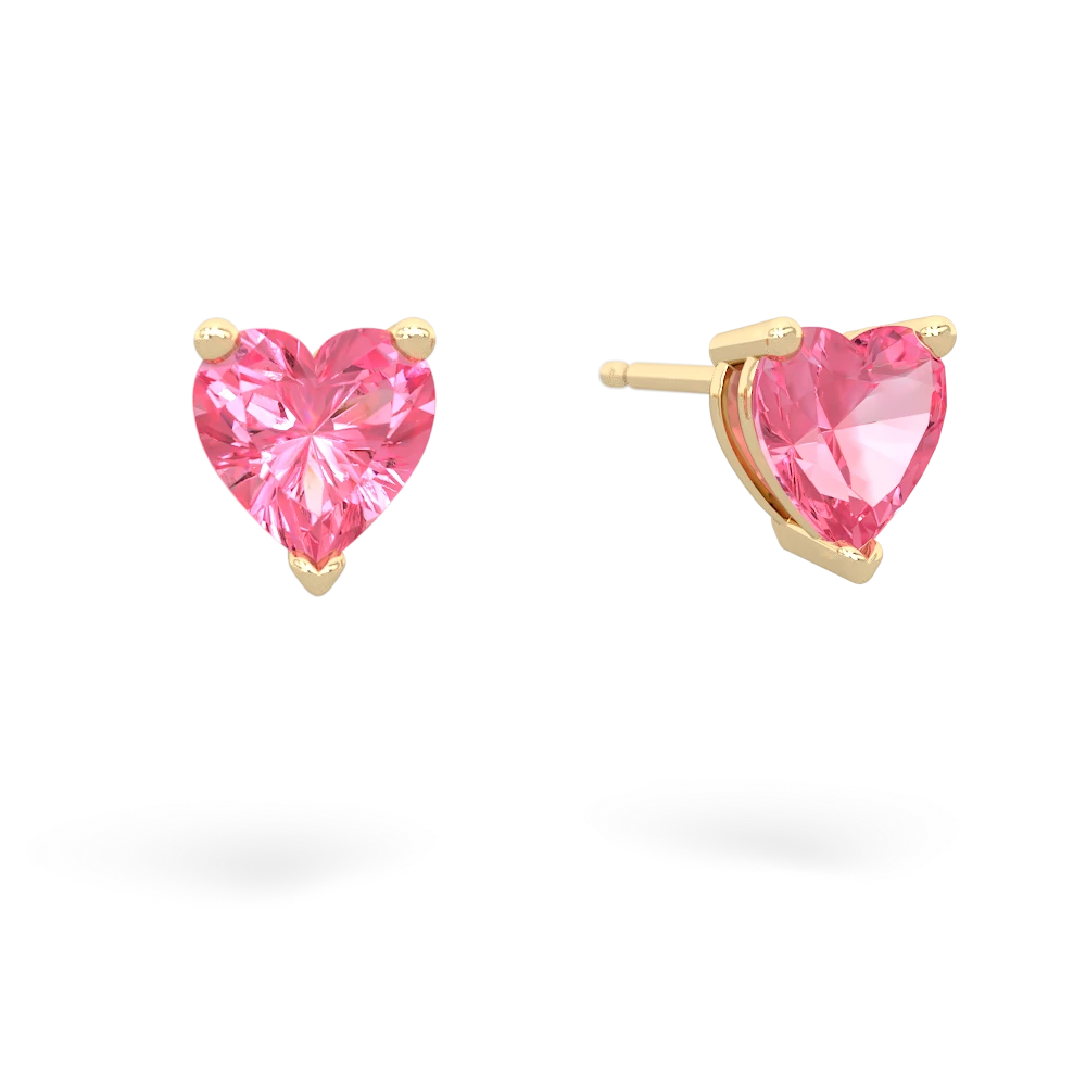 Lab Pink Sapphire 6Mm Heart Stud 14K Yellow Gold earrings E1862