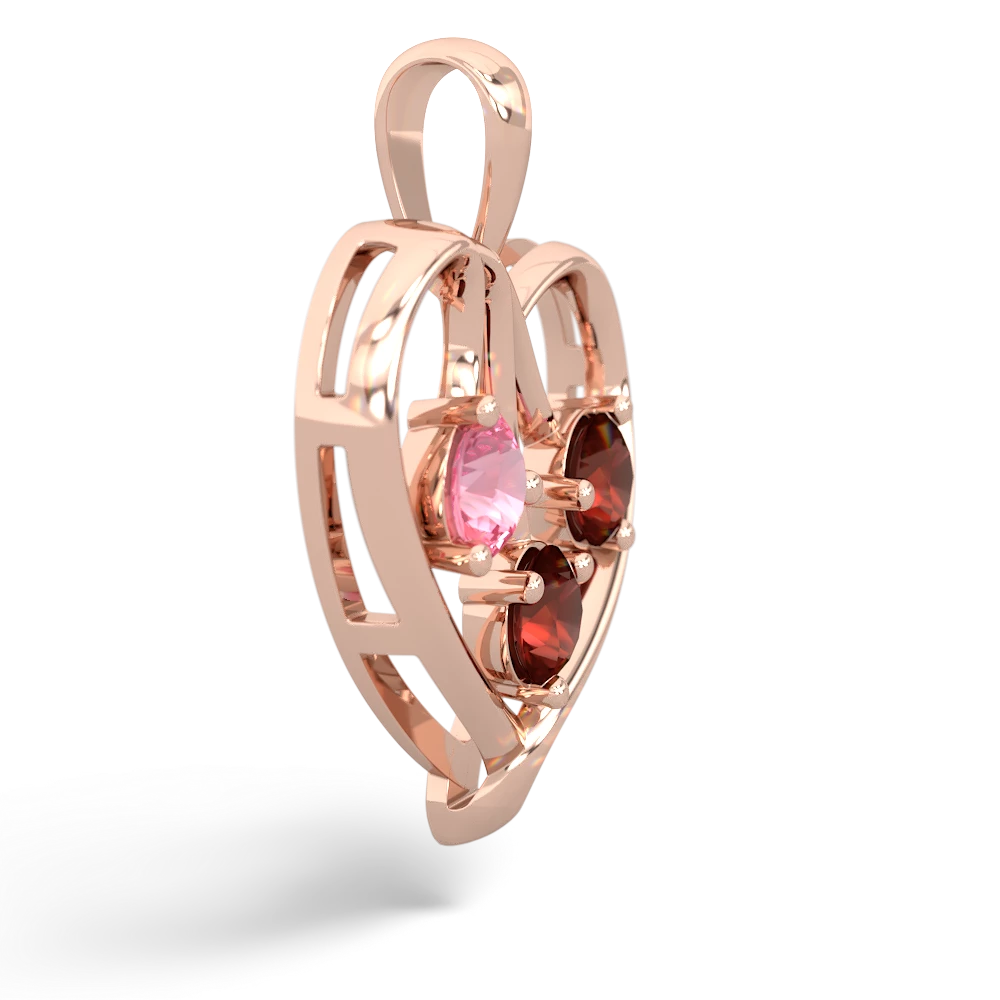 Lab Pink Sapphire Glowing Heart 14K Rose Gold pendant P2233