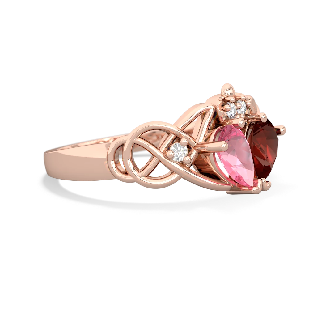 Lab Pink Sapphire 'One Heart' Celtic Knot Claddagh 14K Rose Gold ring R5322