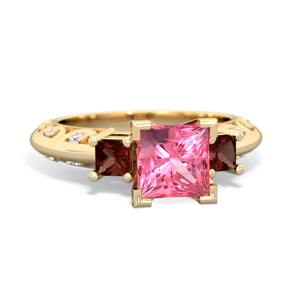 Lab Pink Sapphire Eternal Embrace Engagement 14K Yellow Gold ring C2001