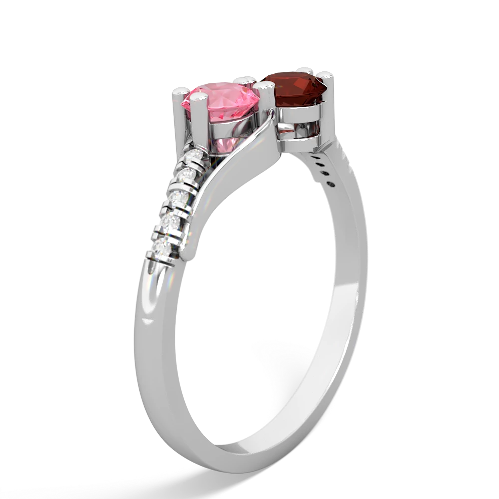 Lab Pink Sapphire Infinity Pave Two Stone 14K White Gold ring R5285