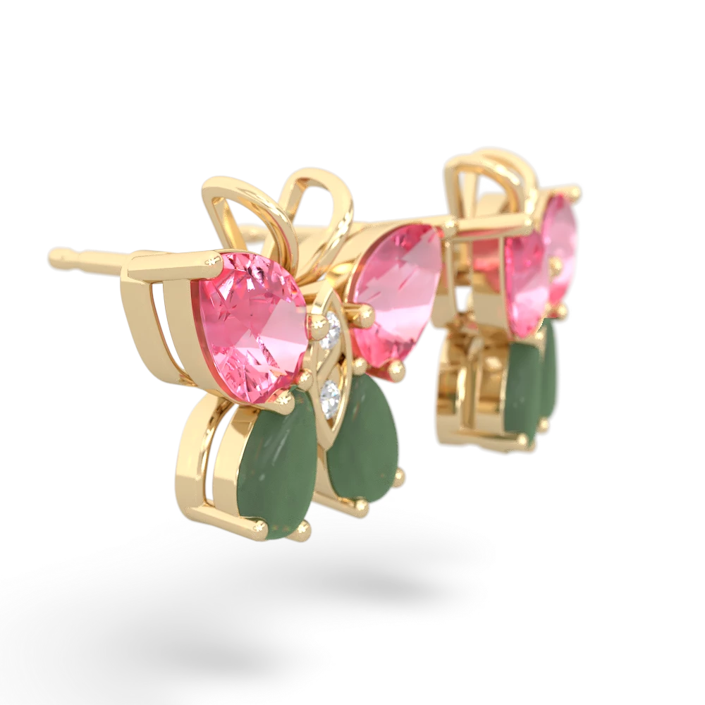 Lab Pink Sapphire Butterfly 14K Yellow Gold earrings E2215