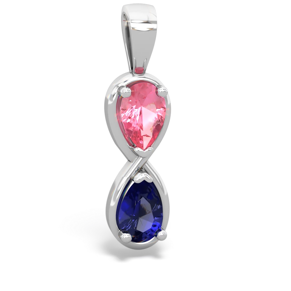 Lab Pink Sapphire Infinity 14K White Gold pendant P5050
