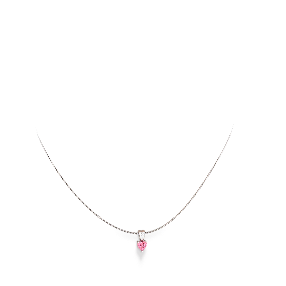 Lab Pink Sapphire 5Mm Heart Solitaire 14K White Gold pendant P1861