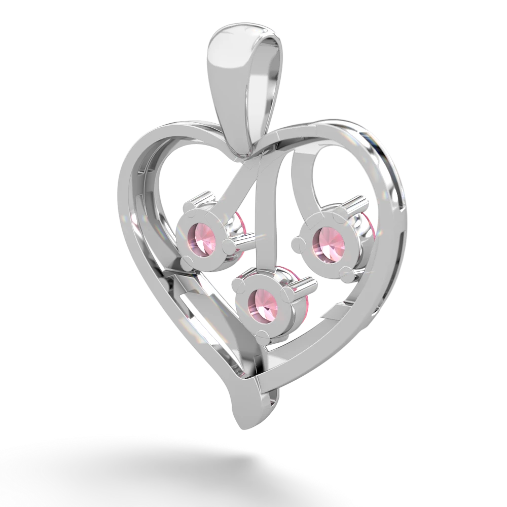 Lab Pink Sapphire Glowing Heart 14K White Gold pendant P2233