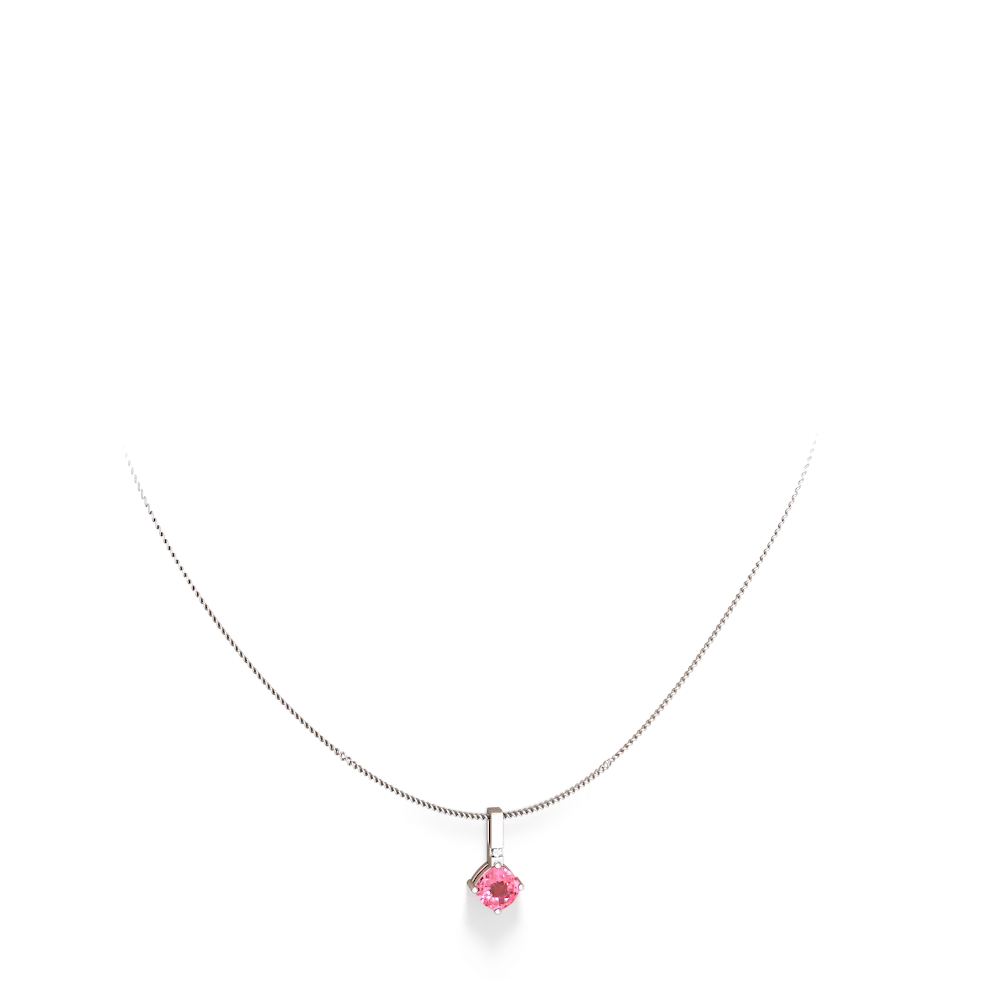 Lab Pink Sapphire Simply Elegant 14K White Gold pendant P2489