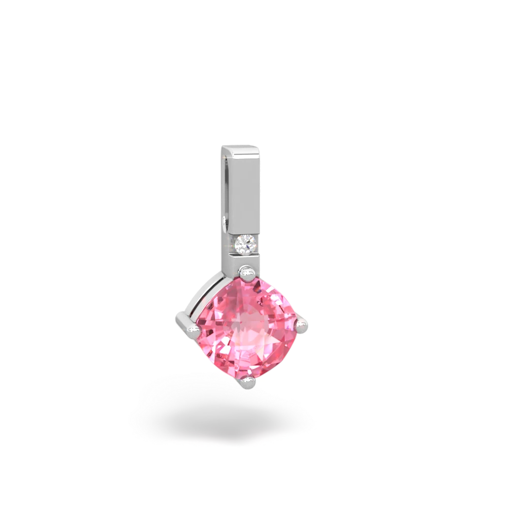 Lab Pink Sapphire Simply Elegant 14K White Gold pendant P2489