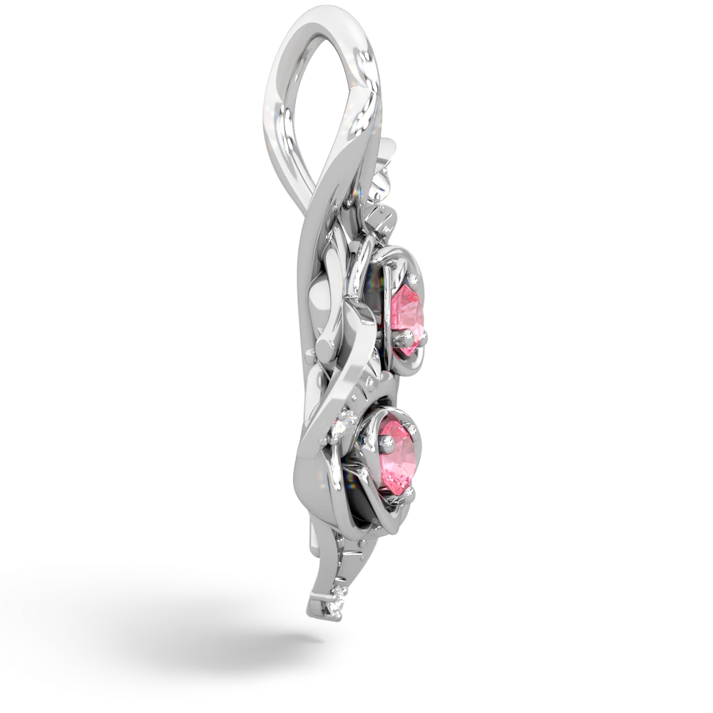 Lab Pink Sapphire Rose Vine 14K White Gold pendant P5680