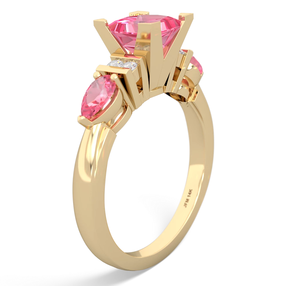 Garnet 6Mm Princess Eternal Embrace Engagement 14K Yellow Gold ring C2002