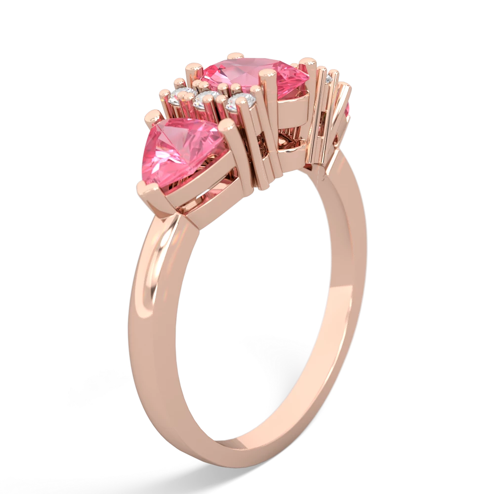 Lab Ruby Antique Style Three Stone 14K Rose Gold ring R2186