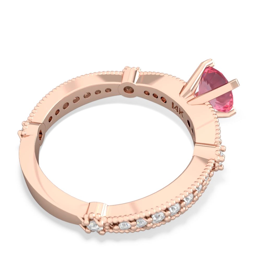 Lab Pink Sapphire Sparkling Tiara 6Mm Round 14K Rose Gold ring R26296RD