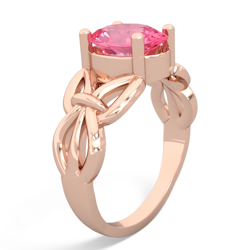 Lab Pink Sapphire Celtic Knot Cocktail 14K Rose Gold ring R2377
