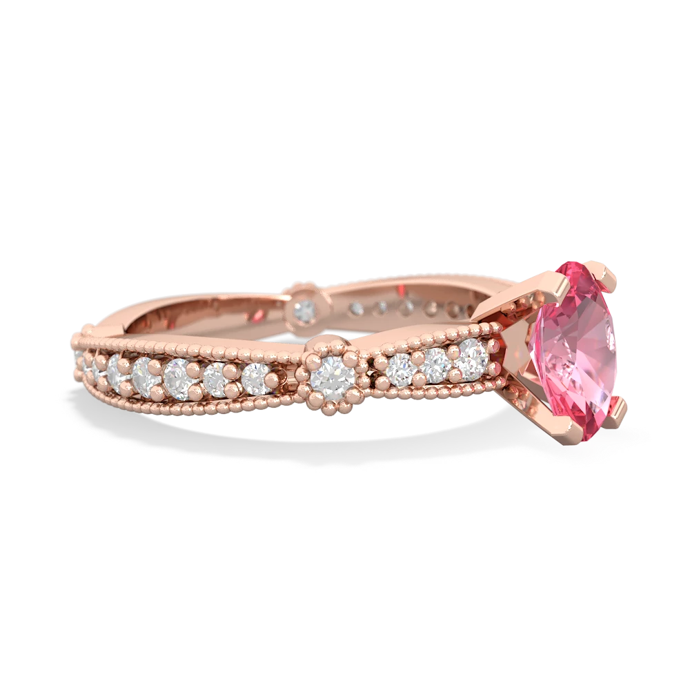 Lab Pink Sapphire Sparkling Tiara 7X5mm Oval 14K Rose Gold ring R26297VL