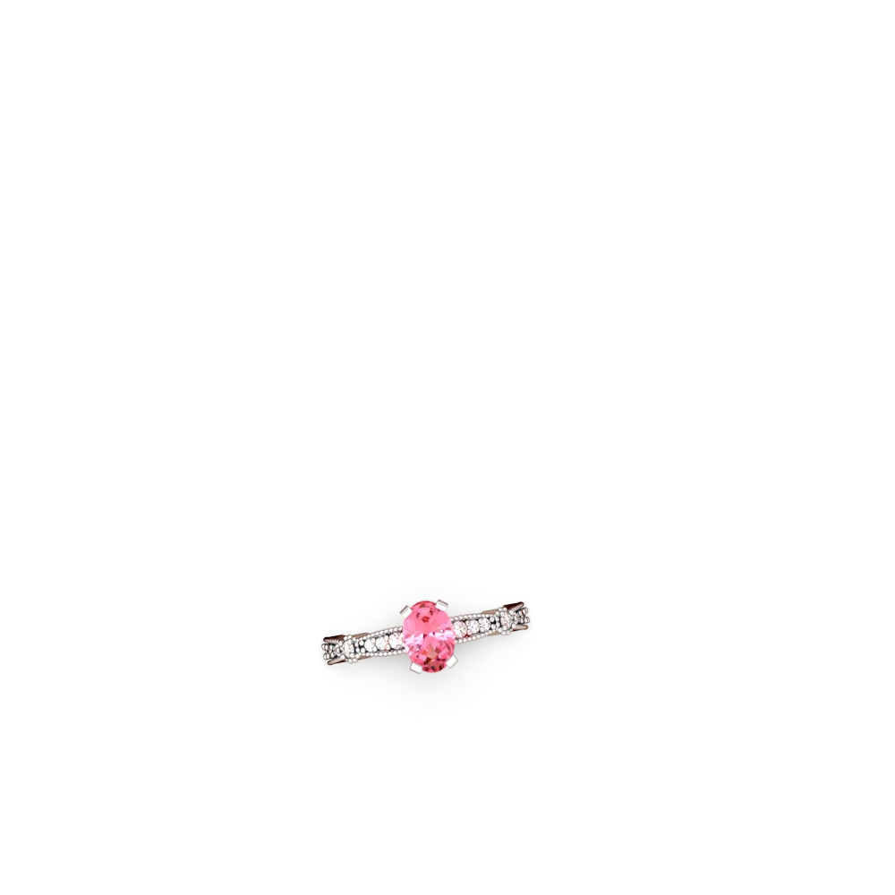 Lab Pink Sapphire Sparkling Tiara 7X5mm Oval 14K White Gold ring R26297VL