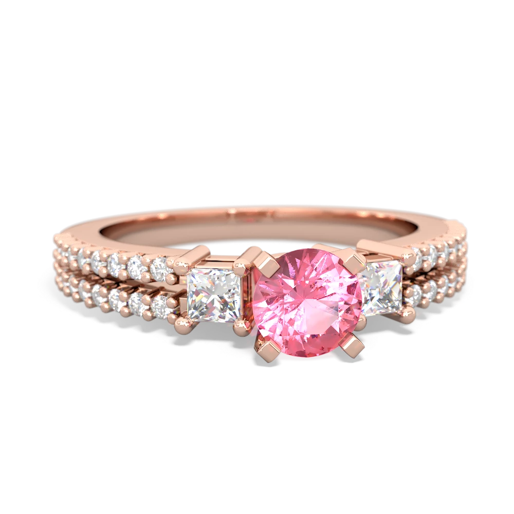 Lab Pink Sapphire Classic 5Mm Round Engagement 14K Rose Gold ring R26435RD