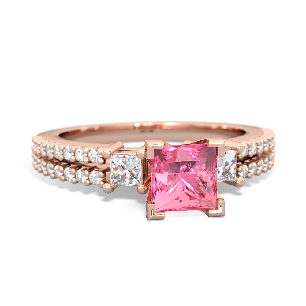 Lab Pink Sapphire Classic 5Mm Square Engagement 14K Rose Gold ring R26435SQ