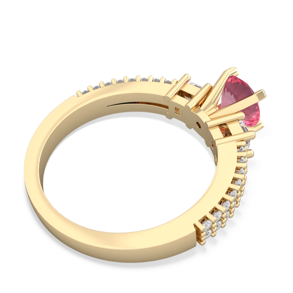 Lab Pink Sapphire Classic 6Mm Round Engagement 14K Yellow Gold ring R26436RD