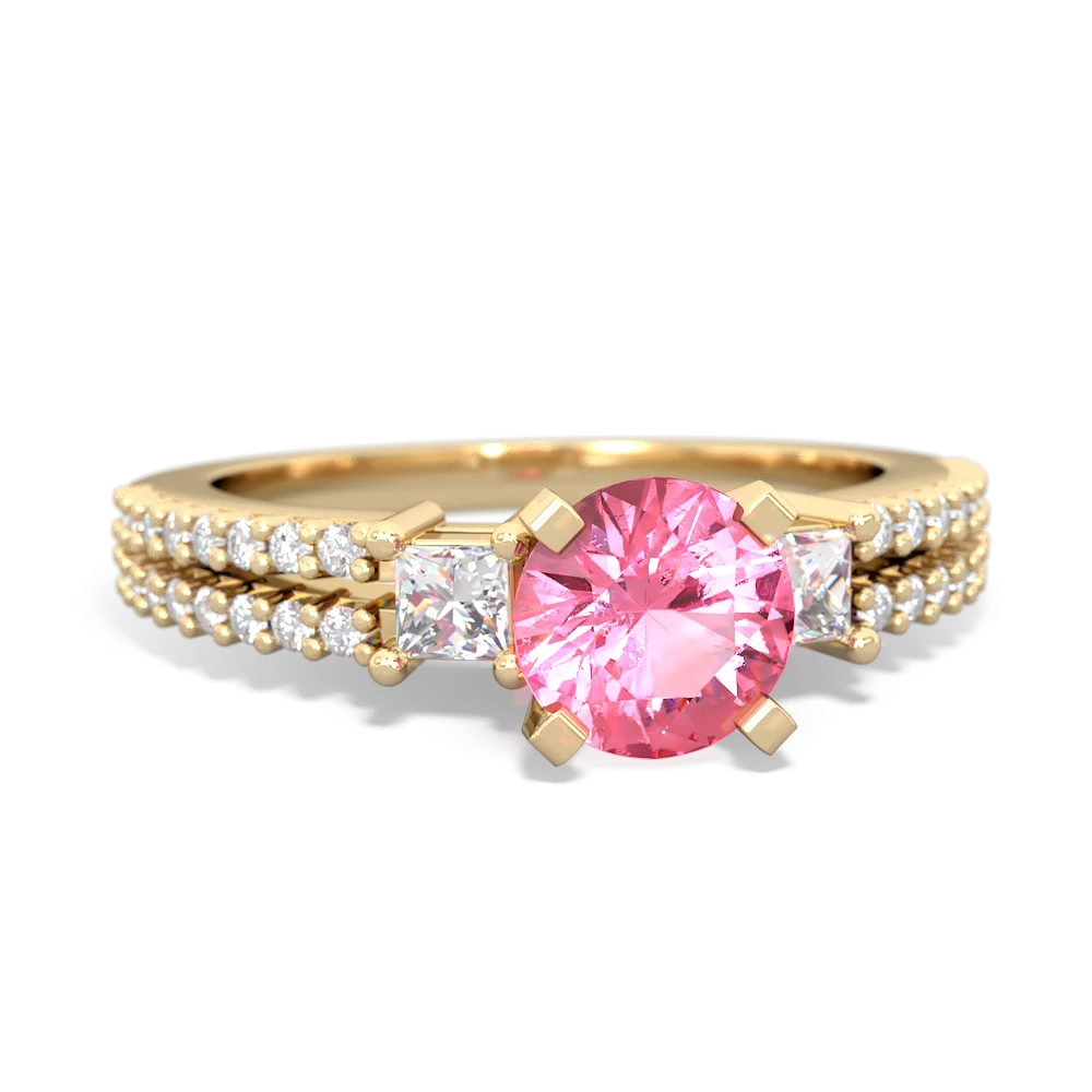 Lab Pink Sapphire Classic 6Mm Round Engagement 14K Yellow Gold ring R26436RD