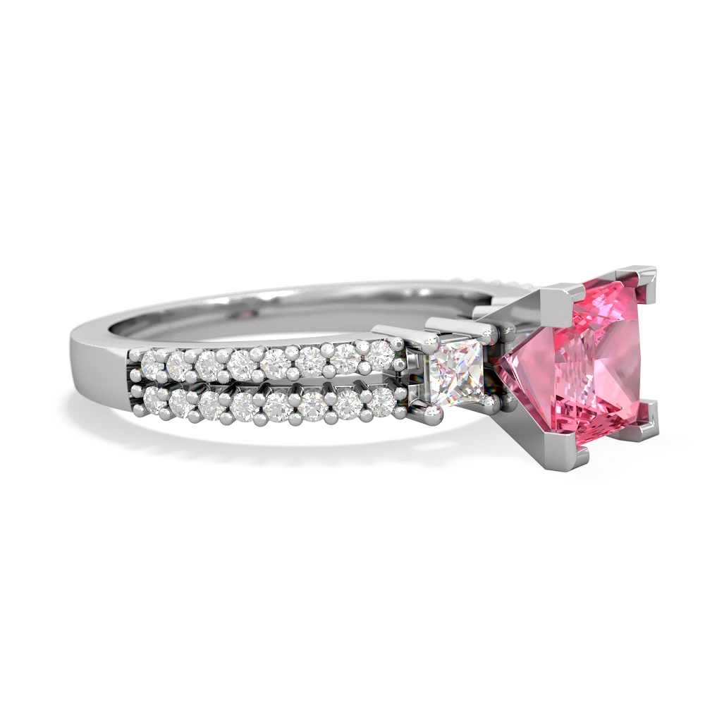 Lab Pink Sapphire Classic 6Mm Princess Engagement 14K White Gold ring R26436SQ