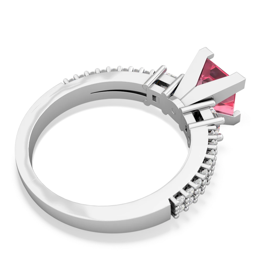 Lab Pink Sapphire Classic 6Mm Princess Engagement 14K White Gold ring R26436SQ