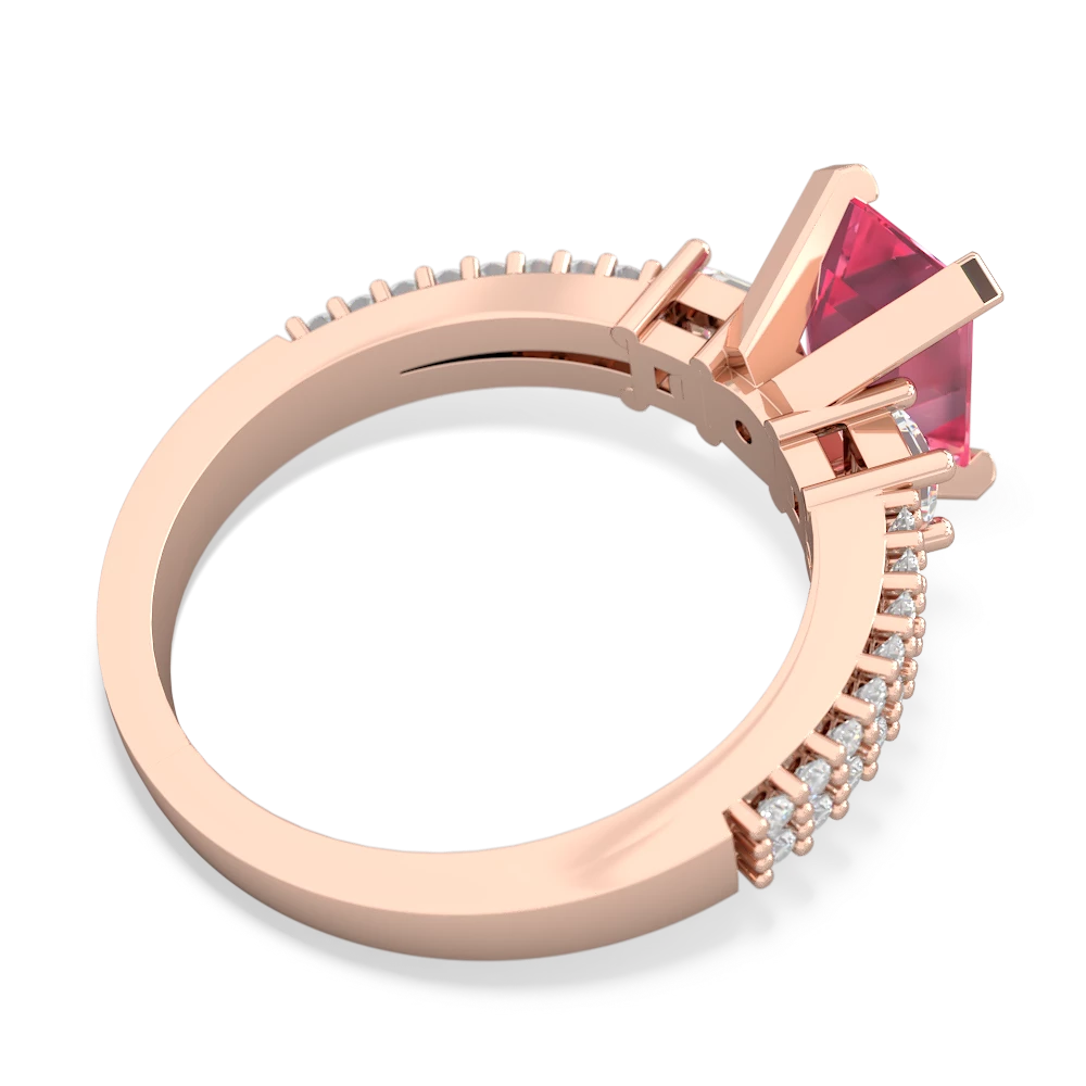Lab Pink Sapphire Classic 8X6mm Emerald-Cut Engagement 14K Rose Gold ring R26438EM