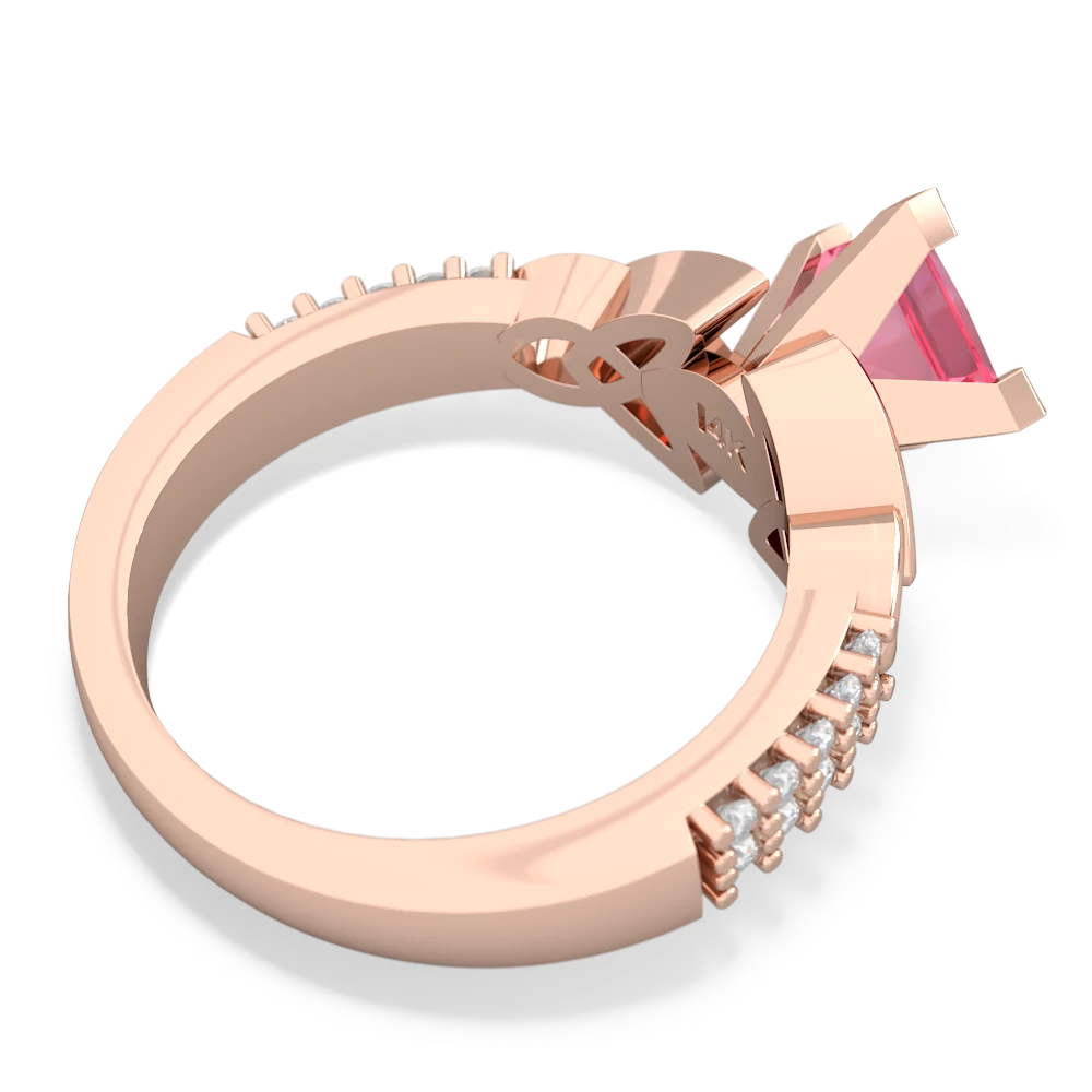 Lab Pink Sapphire Celtic Knot 6Mm Princess Engagement 14K Rose Gold ring R26446SQ