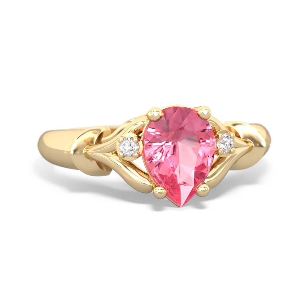 Lab Pink Sapphire Precious Pear 14K Yellow Gold ring R0826