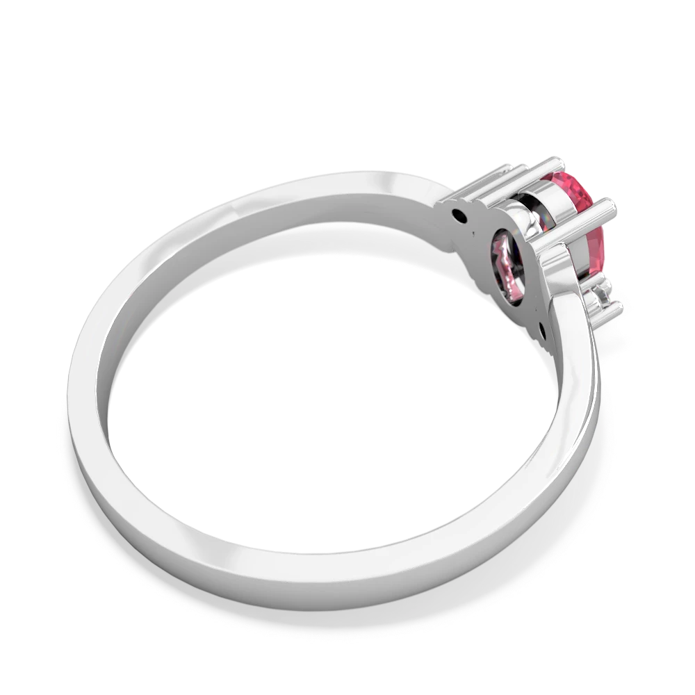 Lab Pink Sapphire Elegant Swirl 14K White Gold ring R2173